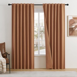 DUALIFE - Cortinas 100 opacas de lino texturizado de 84 pulgadas de longitud para recámara o sala de estar, cortinas de tratamiento de ventana de