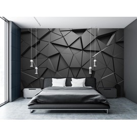 Cliouar-Black Geometric Figures 3D Wallpaper Mural Peel and Stick 98" x 58"