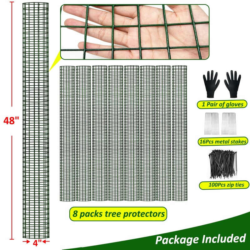 chicarry 48" Metal Tree Trunk Protector, 8 Pack Mesh Tree
