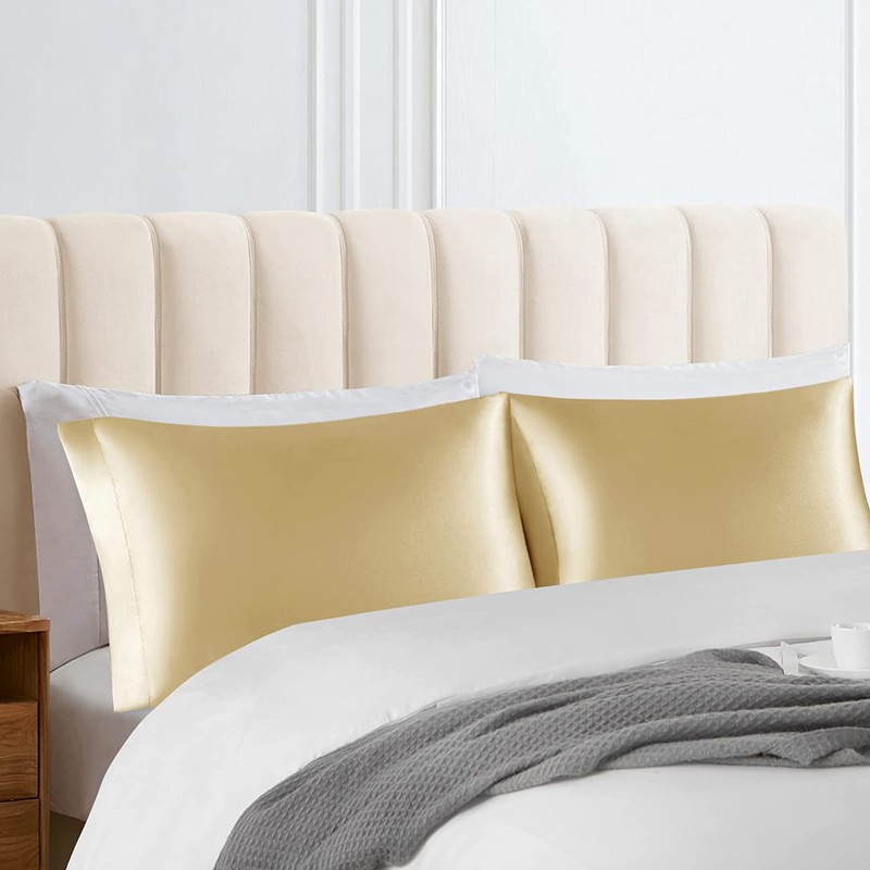 Set of 2 Satin Pillow Covers (Polyester Material) Envelope Pillow