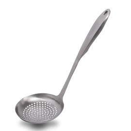 Strainer Skimmer, 304 Stainless Steel Skimmer, Slotted Spoon with Comfort Handle and Hanging Holes, Scoop Strainer Spoon for Cooking, Draining, Frying, Kitchen Colander Spoon, 13.9IN