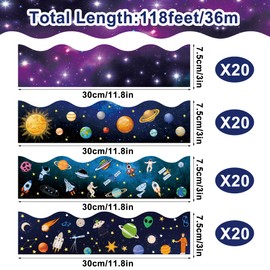 118Ft Outer Space Bulletin Board Borders Galaxy Classroom Scalloped Border Night Sky Borders Back to School Bulletin Decoration for Classroom School Office Chalkboard Wall Decor