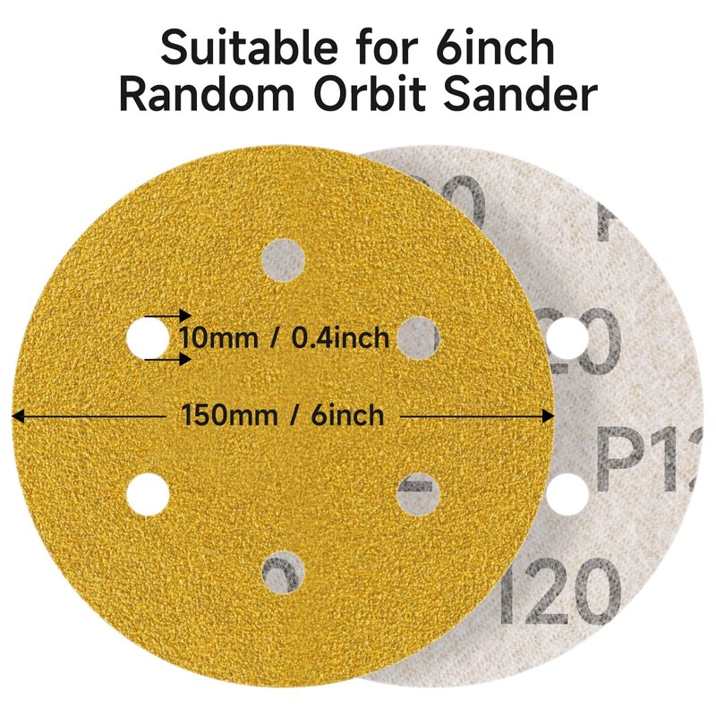 STEBRUAM 50pcs 150mm sanding discs,Sanding Discs Pads for Random Orbital