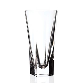 Barski Vase - Crystal Glass - 10" Height - for Flowers - Round Top - Square Bottom - Made in Europe