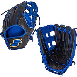 SSK Z5 Craftsman Outfield Baseball Glove â Deep Pocket H Web 12.5â - 12.75â â Right & Left Hand Throw (Black/Royal, 12.75" - Right Hand Throw)