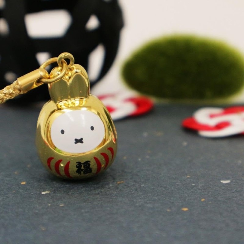 miffy Lucky Daruma Charm Bell Gold