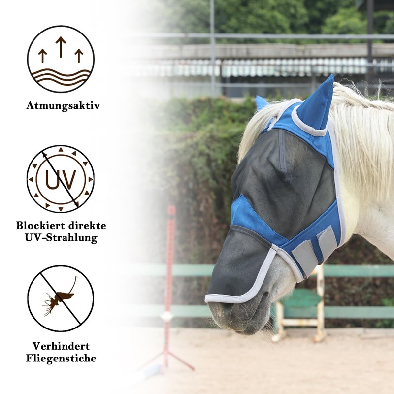 Gallopoff Fly Mask Horse, Horse Mask with Ears and Nose
