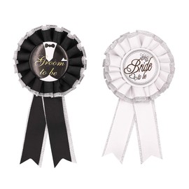 Bride to Be and Groom to Be Tinplate Badge Pins Wedding Buttons for Wedding Bridal Shower Party Decorations by Topfunyy