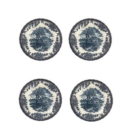 Churchill Brooke Blue Chelsea 8" Salad Plate 4 Piece Dinnerware Set, Made In England