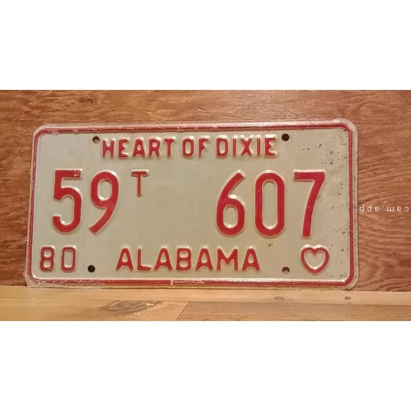 1980 ALABAMA License Plate Heart of Dixie antique vintage auto