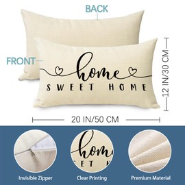 Fjfz Home Sweet Home Lumbar Decorative Throw Pillow Cover 12 x 20