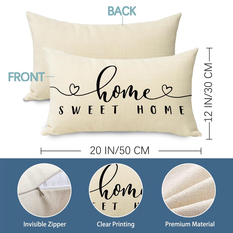 Fjfz Home Sweet Home Lumbar Decorative Throw Pillow Cover 12