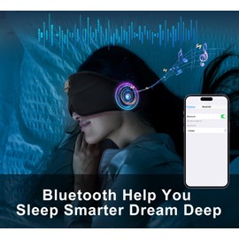 ZHENYEMEI Bluetooth Sleep Mask with Smart Timing, 100% Blackout 3D Contoured Eye Mask for Sleeping & Music Auto Shut Off, Breathable No Pressure for Side Sleeper Travel Essential Gift for Women Men