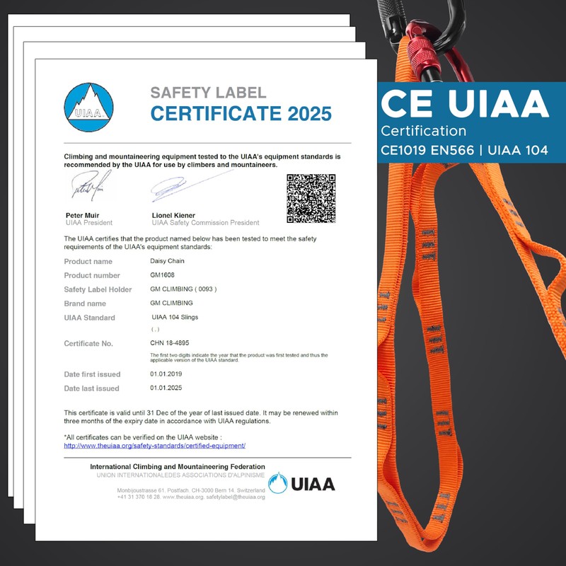 GM CLIMBING 22kN CE UIAA Certified 16mm Nylon Daisy Chain