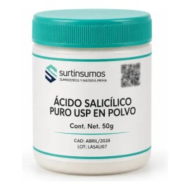 Ácido Salicílico Usp Puro 50 G - Activo Facial Surtinsumos                                                                                            
