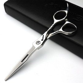 Japan 440C 5.5/6 inch Hair Profession Stylist Bearing Scissors Hair Salon Studio Professional Modeling Tools Cutting Scissors + thinning Scissors (6-inch Flat Shear-A)