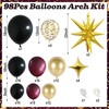 TAOYE Bow Kit Black And Gold Balloons, Brown Garland, 98