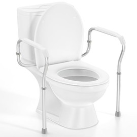 ZOLIQUEX Toilet Safety Rail for Seniors with Easy Installation, Height Adjustable Toilet Safety Frame, Bathroom Assist Rail with Armrests, Bathroom Safety, 250 lb. Weight Capacity(Grey)