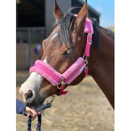 Equipride STAR SHINY HEADCOLLAR WITH LITTLE BLINGY STARS FAUX FUR LINED (Full, Pink)