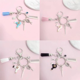 Colorful BLING - Peine de tijera para secador de pelo con borla y estilista de diamantes para peluquero, Blanco, M