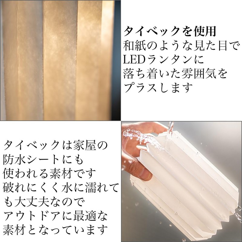 GRAND FIELD Tyvek Lantern Shade, Washi Style, Waterproof, Foldable, Lightweight,