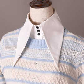 Nawwgy Women Vintage Wide Lapel False Fake Collar Button Detachable Half Top