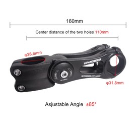 UPANBIKE Bike Stem Adjustable 31.8mm 85 Degree 90mm 110mm 145mm Aluminum Alloy Handlebar Riser Extender Stem for Mountain Bicycle Road Bike MTB(Black,31.8 * 110)