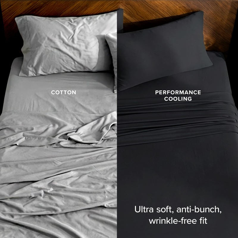Bare Home Cooling Performance Jersey Knit Stretch Sheet Set, Moisture-Wicking