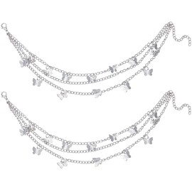 GORGECRAFT 4 Stück Schuh Charm Ketten 3 Lagige Stiefelriemenkette Schuhe Dekorative Schmetterlings Charm Kette Aus Metalllegierung Mit Karabinerverschluss Schuhzubehör Für Damen Und Herren Turnschuhe