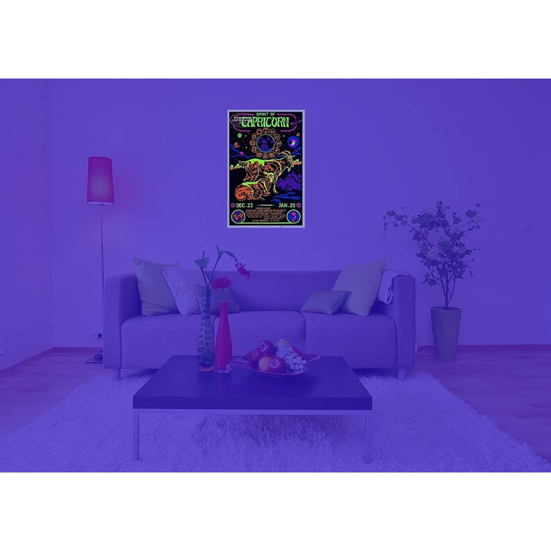 Capricorn Zodiac Sign - Flocked - Blacklight Poster - 23"