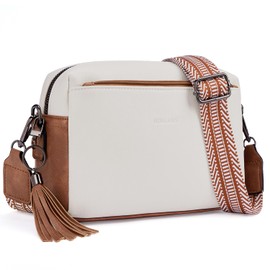 Roulens Small Crossbody Bag with 3 Zip Compartments,Vegan Leather Phone Bag for Women,Shoulder Bag with Adjustable and Removable Wide Strap