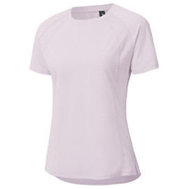 BGOWATU Women's Workout Shirts Lightweight Athletic Tops Quick Dry Short Sleeve Shirts for Yoga Running Gym Exercise Light Purple M