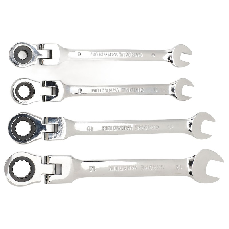 Flex Head Ratcheting Combination Wrench Set Chrome Vanadium Steel Quick