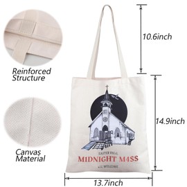 TGBJE Horror TV Show Inspired Tote Bag Horror Gift Easter Vigil Midnight Mass 4LL Welcome Handle Bag Spooky Gift (C-Midnight m4ss tote)