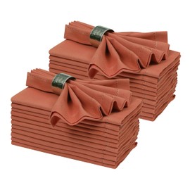Ramanta Home Linen Flax Cloth Napkins Set of 24 - Soft & Durable Hemstitched Dinner Napkin for Wedding Parties Events | Washable Premium Bulk Cotton Table Décor for Everyday Use 18x18 Inch - Rust