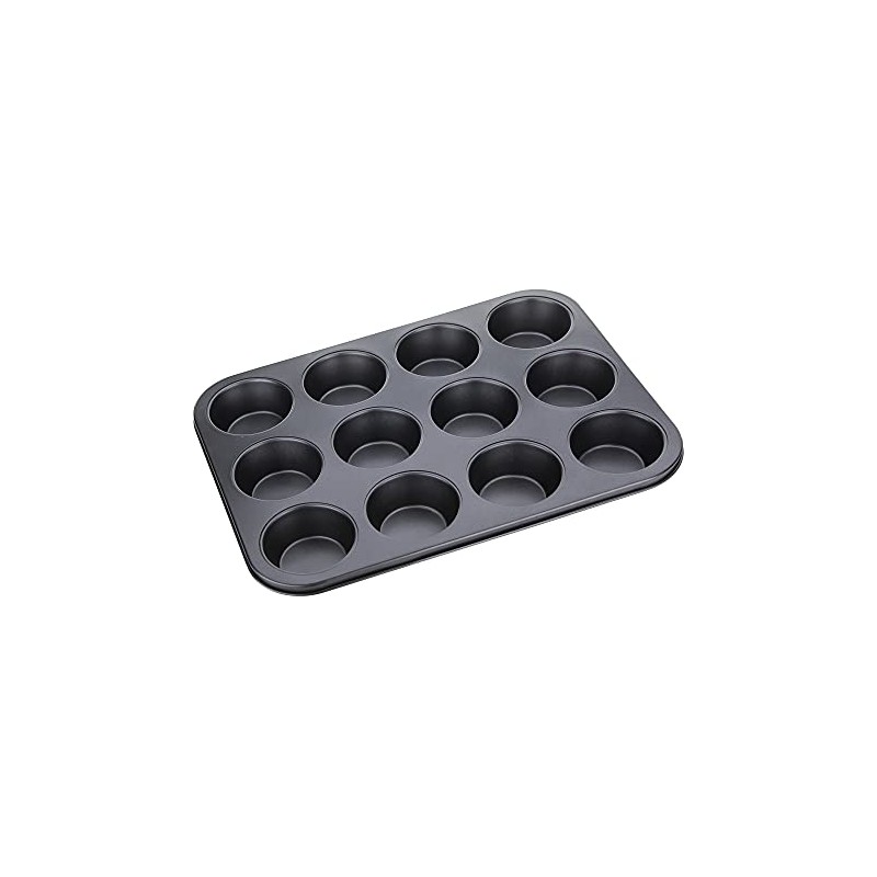 I-Bake 12 Cup Mini Muffin Pan, Black, Carbon Steel