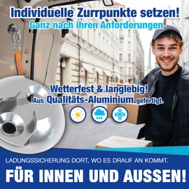 Airline Rail Lashing Point Lashing Plate for Easy Fitting, Round Shape Load Securing Made of Aluminium - Reliable Securing of Your Load During Transport!