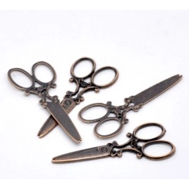 Unbranded 5 Scissor Charms Large Pendants Antique Copper Tone 60 x 25 mm 1434