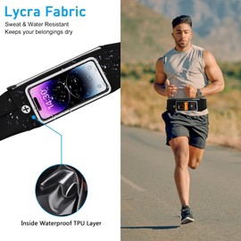 Running Belt Waist Pack Phone Holder Runner Belt Fanny Pack Lightweight Running Pouch Belt for Women Men, SweatResistant Workout Pouch for Running Jogging (Touchscreen(3 Pockets, Up to 7.0"))