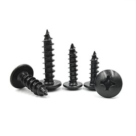 SHUNCHG Pack of 20 Black M5 x 60 mm Self-Tapping Carbon Steel Wood Screws Round Head Flange Mushroom Head Mounting Screws Drilling Screws