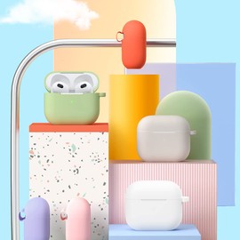 superdivision AirPods 3 & Pro Case Silicon Protective Clear Cover with Anti-Lost Carabiner Keychain Kit Set Dust Guard Dust-Proof Film [Front LED Visible] (AirPods 3, Chestnut)