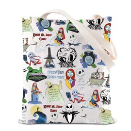 TSOTMO Nightmare Inspired Tote Bag Nightmare Skull Merch Jack and Sally Fans Gift Zero Ghost Dog Shoulder Bag, nightmare canvas