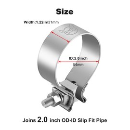 EVIL ENERGY 2.0 Inch Exhaust Clamp,Narrow Band Muffler Clamp Stainless Steel for Pipes,Mufflers,Catalytic Converters