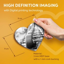 Destination Vinyl ltd Great Coasters (Set of 2) Heart - BW - Dumbbell Weights Fitness Drink Glossy Coasters/Tabletop Protection for Any Table Type #38596