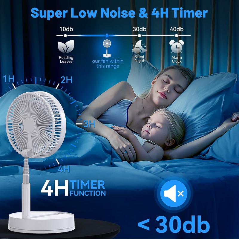 Portable Foldable Oscillating Travel Fan - 8.6" Battery Powered