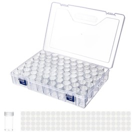 Yebeauty Diamond Painting Storage Containers, 1 Pack 80 Grids Plastic Diamond Painting Art Accessories Storage Containers, Clear Bead Organizer Boxes with Label for Jewelry Nail Art Crafts