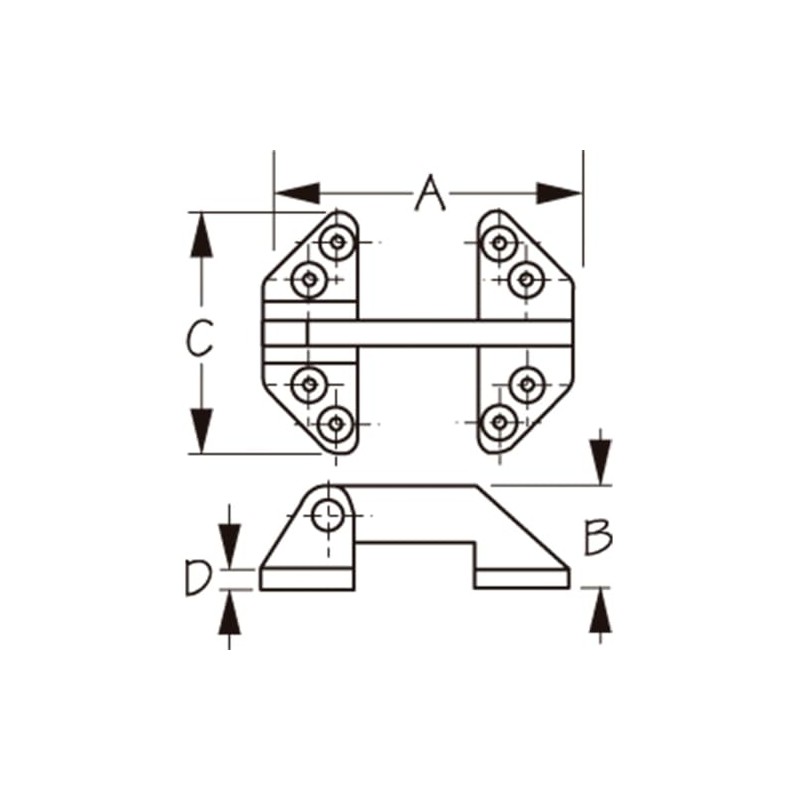 Sea Dog Line Long Reach Hatch Hinge SS 3-1/2"