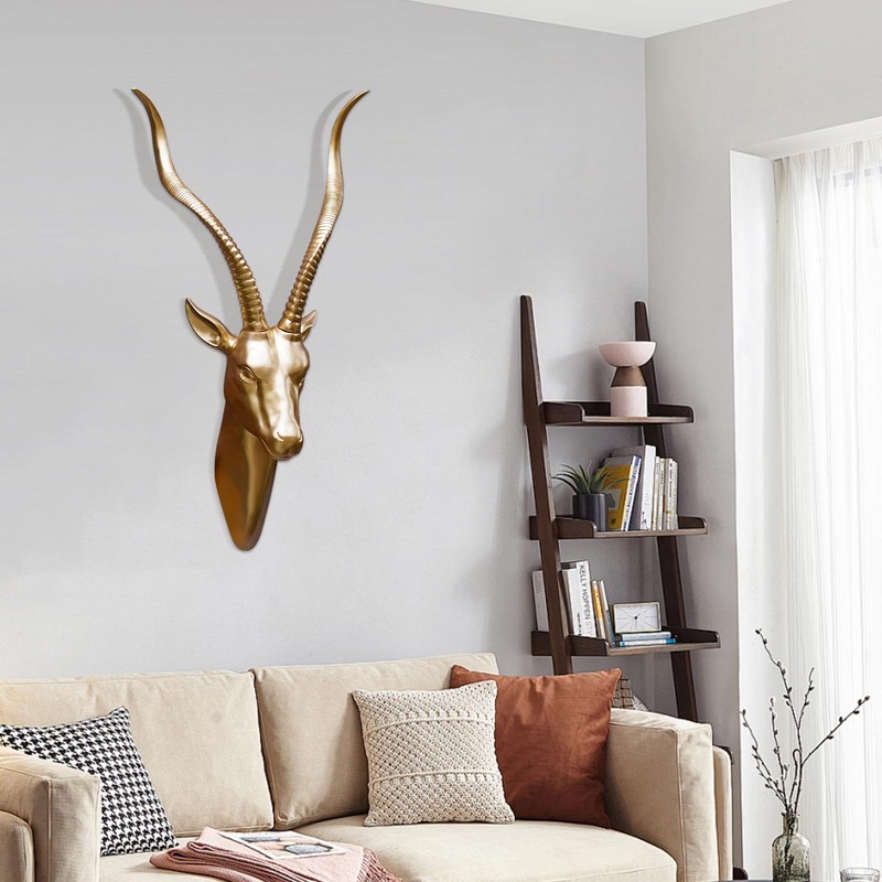 Fashionoda Large Antelope Vintage Wall Sculpture Statue - Wall Mounted