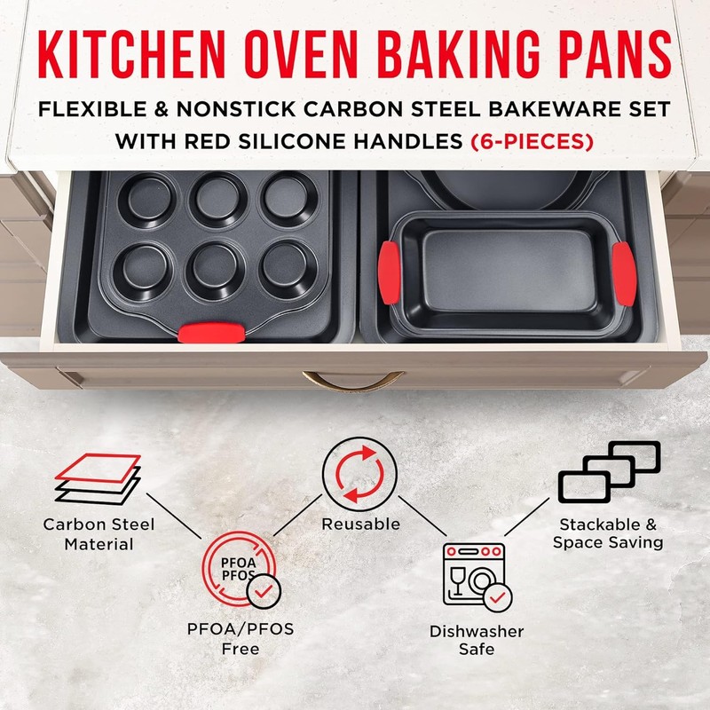 BAKKENMASTER Baking Set – 6 Piece Kitchen Oven Bakeware Set