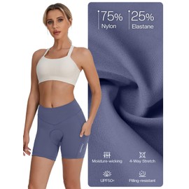BERGRISAR Pantaloni da ciclismo da donna, imbottiti, traspiranti, elastici, con 3 tasche, Nebbia , L